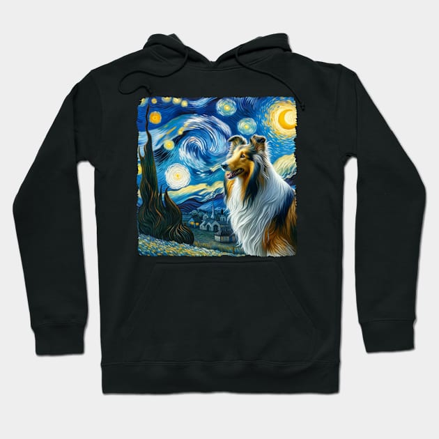 Starry Collie Dog Portrait - Pet Portrait Hoodie by starry_night